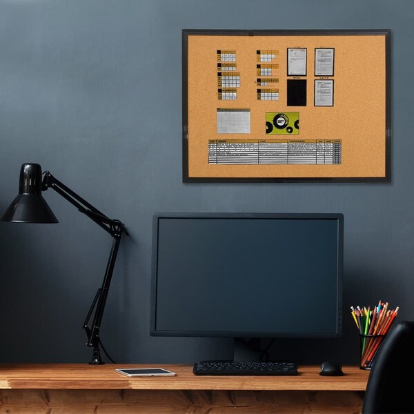 Cork bulletin board, black frame